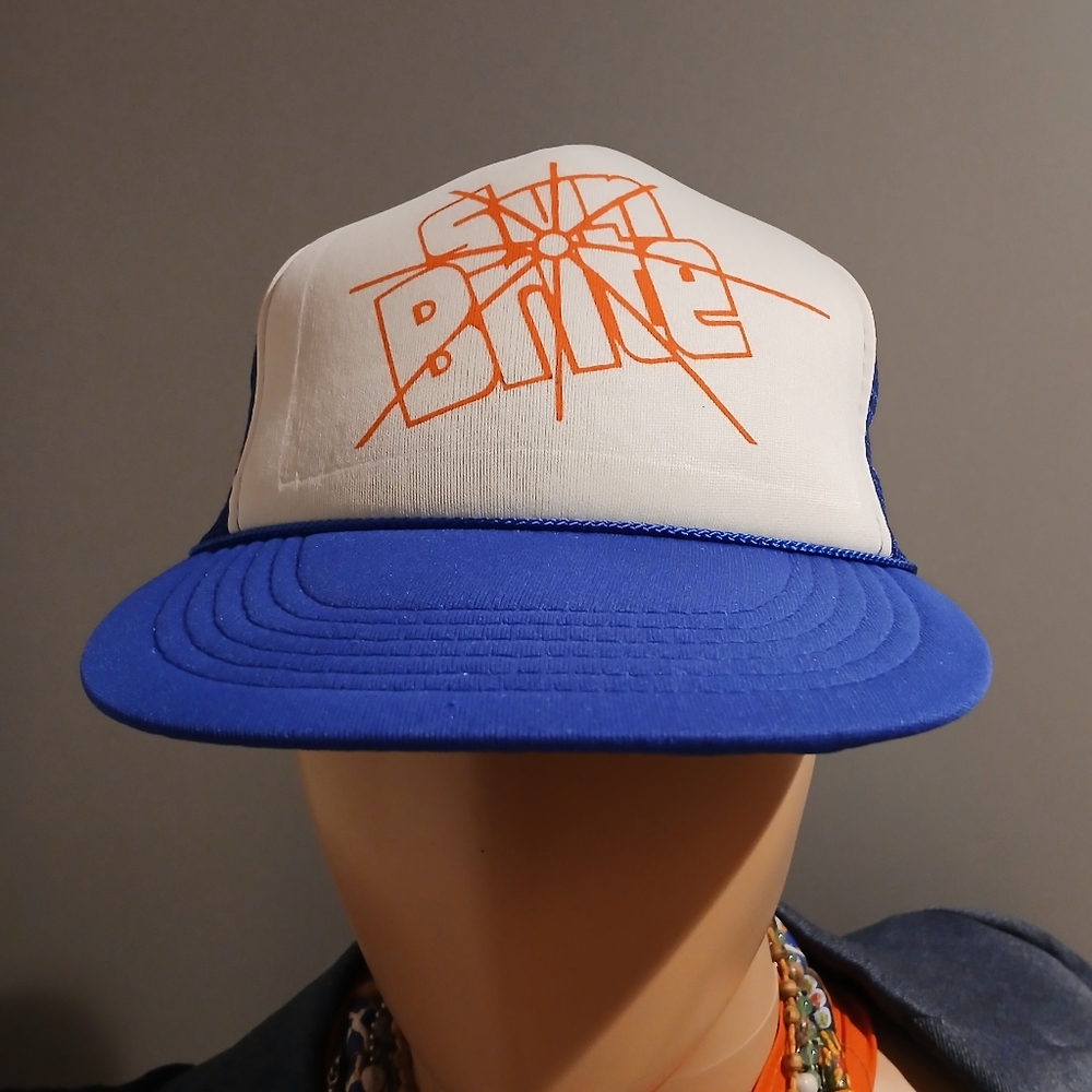 New Old Stock Vintage Sun Bright Blue and White Trucker Hat